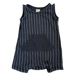 H&M Navy Vertical Striped Summer Tank Romper 4-6m
